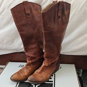 Brown Leather Knee-High Boots